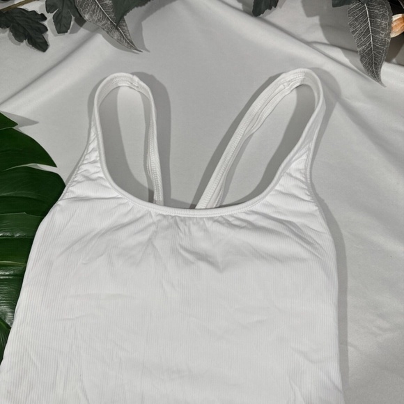 NWT $32 Xhilaration [ Juniors Medium ] Ribbed‎ One Piece Swimsuit in White - Picture 4 of 11